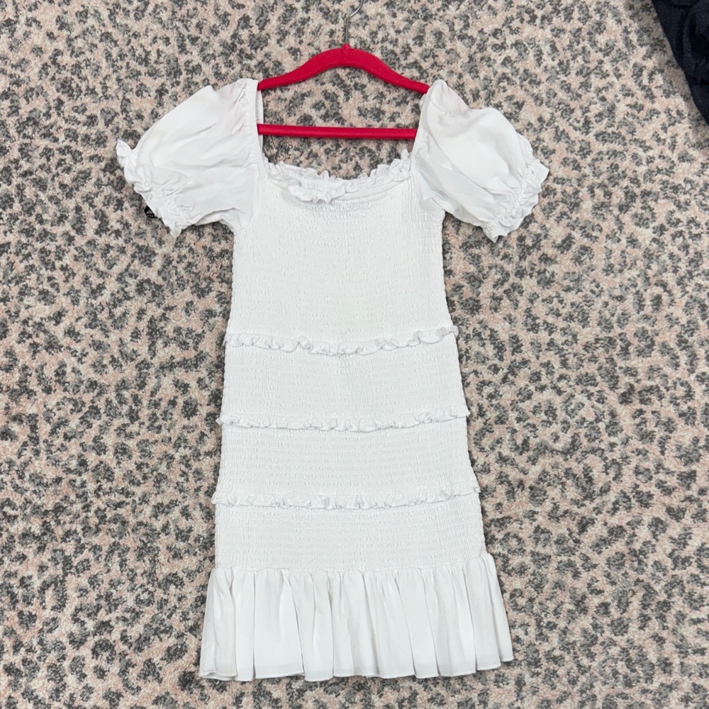 Katie J NYC White Ruffle Dress